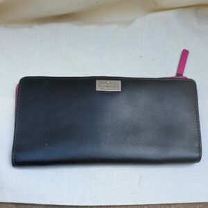 Kate Spade Black Wallet with Pink Zipper